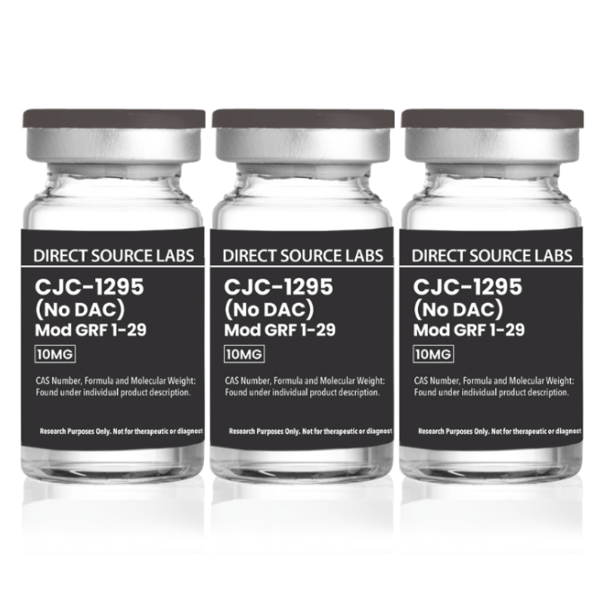 3 DS Labs vials on a white background.