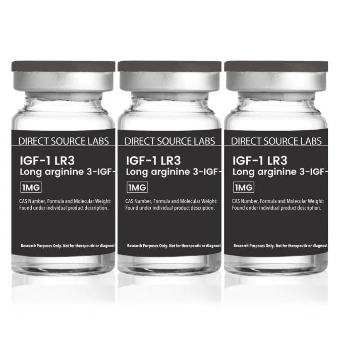 3 DS Labs vials on a white background.