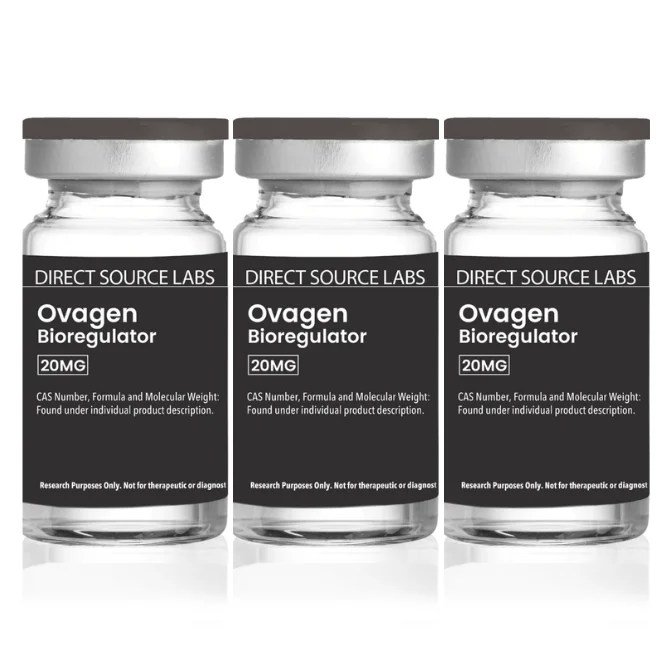 3 DS Labs vials on a white background.