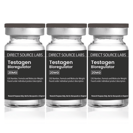 3 DS Labs vials on a white background.