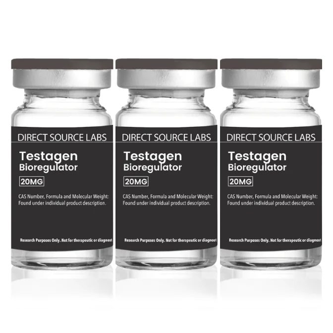3 DS Labs vials on a white background.