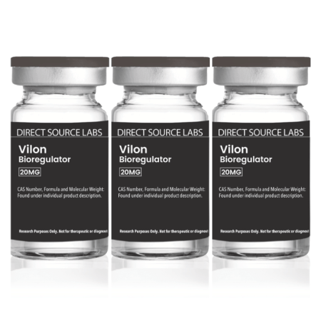 3 DS Labs vials on a white background.